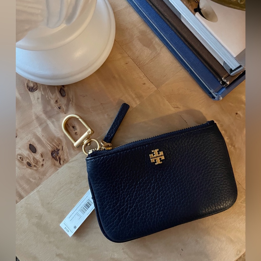Tory Burch Navy Leather Card Money Wallet Key Case